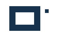 The same navy stencil and intentional upper-right dot with the lower-right fragment removed